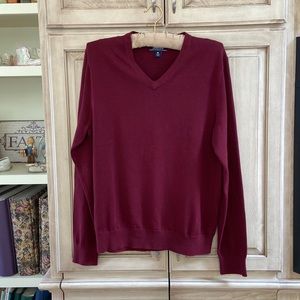 Lands’ End v-neck sweater burgundy sz M euc